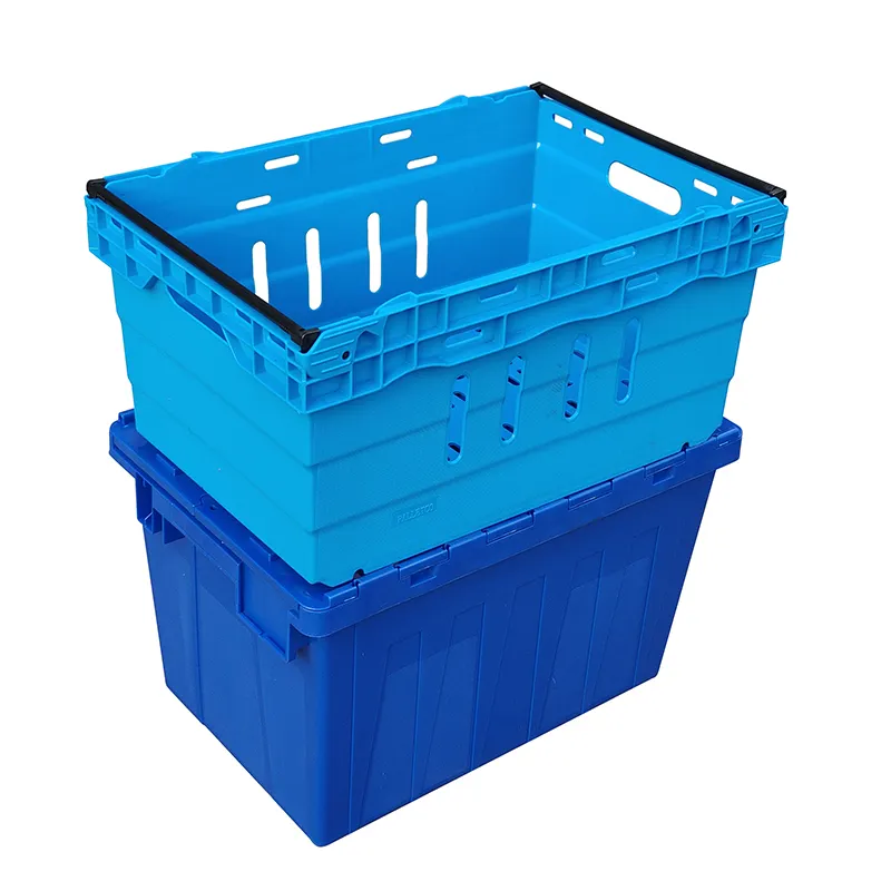Factory Heavy Duty 47L Vented mesh nestable and stackable moving turnover plastic vegetable Crate for fruits storage