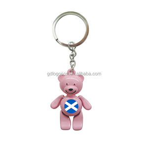 Venta al por mayor nombre personalizado impreso 3D oso de peluche llavero pequeño de metal blanco con forma de oso llavero con estilo de dibujos animados logotipo personalizado - Product Image 3