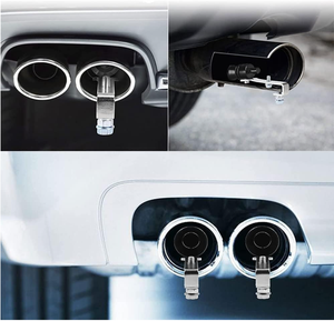 Punta de escape universal de acero inoxidable pulido espejo negro y plateado con silbato de sonido turbo para coche - Product Image 4