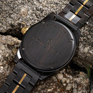 Fait à la main OEM tout en bois boîtier de montre classique conception de logo personnalisé pour montres en bois à quartz 44mm cadran 22mm accessoire de mode en gros - Product Image 4