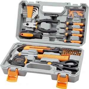 126 Pieces Tool Set General Household Hand Tool Kit with Plastic Toolbox Storage Case Orange