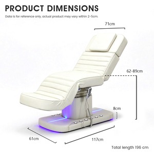 Lit de massage facial en cuir blanc, personnalisable par le fabricant, 3 moteurs, luxe, spa, salon de beauté, lit électrique pour extensions de cils - Product Image 6