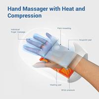 Masseur de main portable chauffant avec compresse chaude, ondes d'air, airbag, fonction musicale pour les articulations des doigts, 6 modes réglables