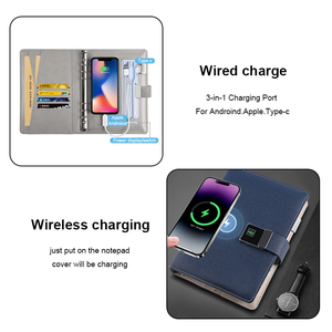 Chất lượng hàng đầu văn phòng máy tính xách tay da Vòng chất kết dính chương trình nghị sự máy tính xách tay với khóa vân tay ổ đĩa USB Key và sạc không dây - Product Image 3