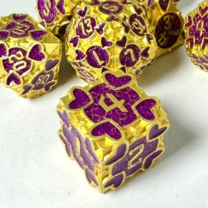 OEM Custom Logo Gold Green Zinc Alloy Polyhedral Handmade Durable Eco-Friendly Luxury Pirate Shape Dice7-Piece <b>Set</b> - Product Image 6