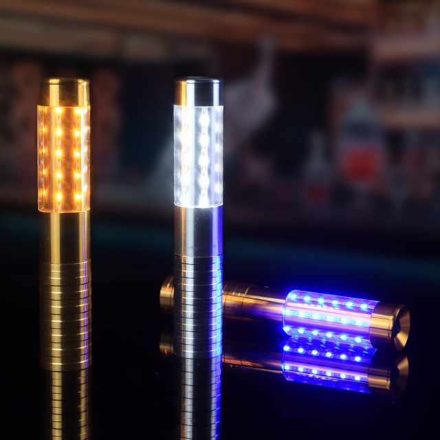Rechargeable LED Luminous Flash Bar Handheld KTV Wine Atmosphere Lengthened Champagne Bar Made of Glass