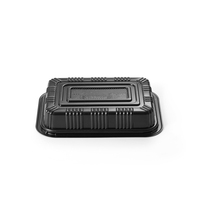Récipient alimentaire avion JT-01 assiettes alimentaires en plastique divisées jetables noires plateaux à sushi