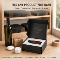 Nouvelle boîte d'expédition en carton ondulé noir mat Pulida 2026 avec logo personnalisé en relief et insert en mousse EVA pour petites entreprises