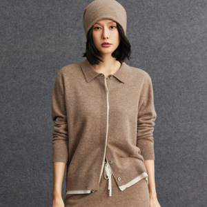Cárdigan con Cuello Polo para <span class=keywords><strong>Mujer</strong></span>, Mezcla de Lana de Cachemira Suave, Informal para Otoño e Invierno, Top de Oficina - Product Image 3