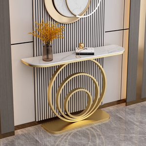 Tavolo Console <span class=keywords><strong>da</strong></span> Ingresso con Piano in Marmo e Struttura in Metallo BTCT009, Design Artistico per Casa o Ufficio - Product Image 3