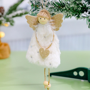 Adornos Colgantes de Muñeca Ángel de Peluche para Festivales, Diseño con Alas Brillantes para Árbol de Navidad, Decoración Interior del Hogar - Product Image 3