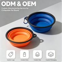 Bol pliable en silicone pour chien, bol portable pliable pour nourriture et eau pour animaux de compagnie avec mousqueton, bol d'alimentation rétractable pour les voyages en plein air