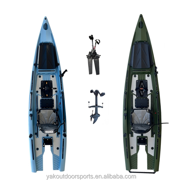Yak Outdoors 13ft Fish Skiff Dual Propeller Pedal Drive Kayak 4m Sea Kayak for River Usage PE Plastic Hull 2 Person for Surfing
