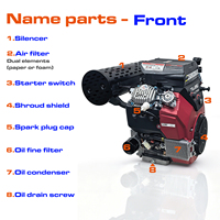 Moteur à essence fiable 3600 tr/min à arbre horizontal 27 CV 744 cm³ avec régulateur mécanique et démarrage électrique pour pompes et moteurs marins