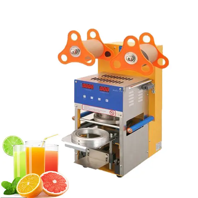 Seladora de copos para chá, máquina de selagem de copo de plástico para selar suco, equipamento para chá, gelatina, leite, boba, copo, chá, máquina de selagem