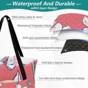 Hawaiian Tropical Flowers Oversized <b>BBQ</b> Blanket Waterproof Picnic Quilted Washable <b>Camping</b> Mat Foldable Cooler Bag - Product Image 4