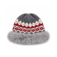 Chapeau bob d'hiver en tricot Fair Isle pour femme avec bordure en fausse fourrure, style vintage nordique, chaud et fourré, protection des oreilles contre le froid