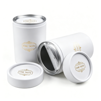 Emballage personnalisé en tube de papier blanc avec logo en feuille d'or, couvercle facile à ouvrir, boîte ronde de qualité alimentaire, fabricant de logos personnalisés