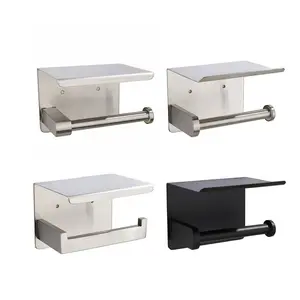 Stainless Steel Self Adhesive Toilet Paper Holder With Shelf Toilet Roll Paper Holder Toilet Roll Holder