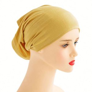Pañuelo para la Cabeza de Algodón de Color Sólido Multicolor, Gorro Musulmán Elástico y Transpirable de Modal - Product Image 1