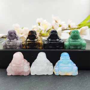 Maitreya-cristal Natural tallado de piedras preciosas, amatista de <span class=keywords><strong>cuarzo</strong></span> rosa, unakita, <span class=keywords><strong>Aventurina</strong></span>, estatua de Buda para Decoración - Product Image 4