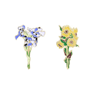 Broches personnalisées en émail dur Van Gogh Tournesol <span class=keywords><strong>Iris</strong></span>, badges de vêtements en émail, vente en gros - Product Image 4