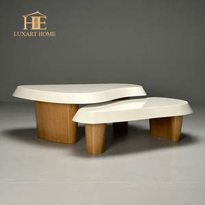 Panel moderno blanco crema estilo sala de estar mesa baja Irregular combinación mesa de centro de madera para sala de estar - Product Image 1