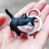 3D אופנה חמוד שרף מזל שומן שחור חתול תליון מפתח טבעות מחמד מפתח שרשרת רכב תיק מחזיקי מפתחות קסמי נשים ילדה תכשיטי מתנה