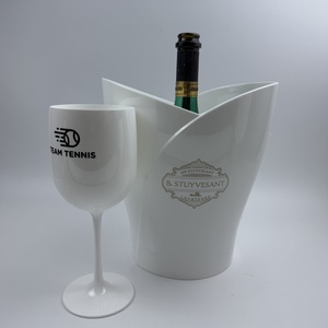 Secchiello per Ghiaccio in Plastica Bianca per Esposizione di Champagne e Prosecco con 2 Bicchieri da <span class=keywords><strong>Vino</strong></span> in Plastica - Product Image 2