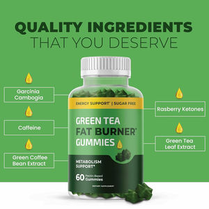 Gummies brûle-graisses au thé vert OEM pour la perte de poids, stimulant du métabolisme, coupe-faim, café vert, Garcinia Cambogia - Product Image 3