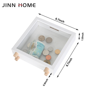 Glass Fund Decorative Savings Box Wooden Piggy Bank Wedding Wooden Bank Coin Piggy Bank Gift Box