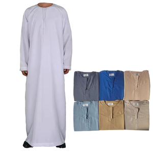Vêtements de prière musulmans, robes et jubahs décontractés en polyester respirant, tailles 52-62, style Oman, jalabiya thobe pour adultes - Product Image 1