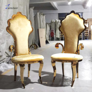 Venta al por mayor de muebles de decoración de boda real moderna personalizada de lujo oro brillante novia y novio sillas y mesas de fiesta para eventos - Product Image 6