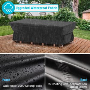 Patio Bàn Ghế Set Bìa Bền Hình Chữ Nhật Đồ Nội Thất Bìa Gió Bụi Bằng Chứng Chống Uv Đồ Nội Thất Ngoài Trời Bìa Không Thấm Nước - Product Image 3