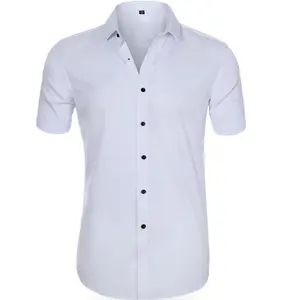 2024 OEM ODM 사용자 정의 여름 남성 통기성 캐주얼 반팔 셔츠 시원한 원피스 쿠바 칼라 여름 캐주얼 셔츠