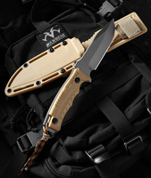 TLM01 couteau d'extérieur à lame fixe D2 de haute qualité et Durable avec affûteur de couteaux Kydex couteaux de survie en pierre de silex
