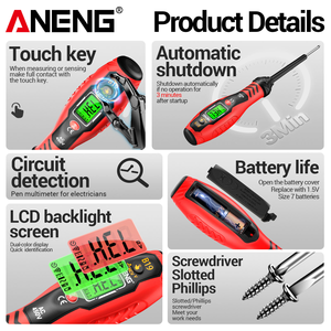 Aneng ปากกา B19ดิจิตอลแบบไม่สัมผัสพร้อมสัญญาณเตือน, เครื่องตรวจจับแรงดันไฟฟ้า30-1000V เครื่องมือค้นหาตัวแยกวิเคราะห์ - Product Image 3