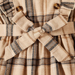 Robe Classique Vintage pour Filles, Manches Longues, Coton à Carreaux, pour 2-7 Ans, Élégante, Polyester, Manches Longues, Volants, Vêtements pour Bébé - Product Image 5