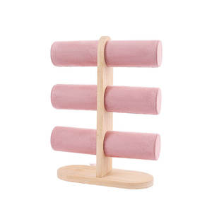 Porte-bijoux en bois à trois couches pour présentoir de comptoir pour bracelets, bagues et boucles d'oreilles. - Product Image 1