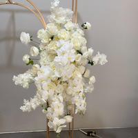 2026 Neu Maßgefertigter Weißer Künstlicher Rosen-Kirschblüten-Orchideen-Bogen für Hochzeitsdekoration Hintergrund Blumenarrangement