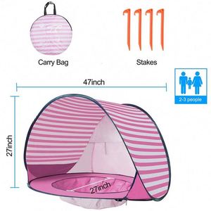 Pink Stripe Lightweight Baby Beach <b>Kids</b> <b>Play</b> <b>Tent</b> <b>for</b> Sun Shelter - Product Image 4