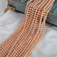 En Gros Perles d'Eau Douce Naturelles 3A Lumière Vive, Perles Forme Pomme de Terre 6 mm Semi-Finies, Matériaux de Bricolage Faits à la Main
