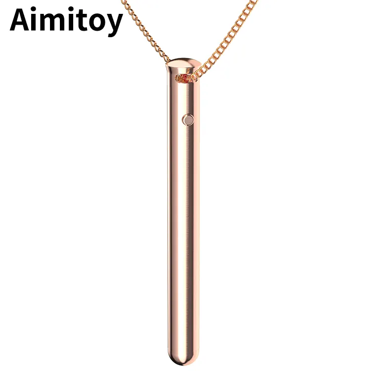 Aimitoy Dropshipping Wholesale Clitoral Vagina Stimulator toy stainless steel Mini Bullet necklace Wearable vibrator for women