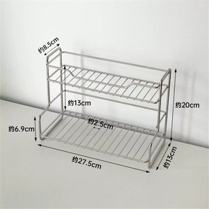 New Standing Type Double-layer Stainless Steel Kitchen Seasoning <b>Rack</b> Waterproof Towel Storage Drain Cup Holder - Product Image 5