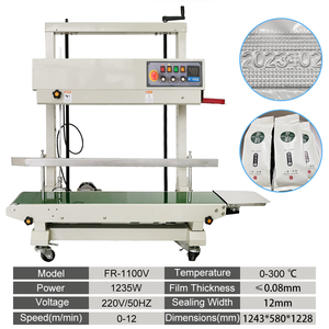 Machine de scellage automatique pour emballage de film plastique, scelleuse de sacs polyvalente avec fonction de codage de date pour produits chimiques, à bande continue - Product Image 5