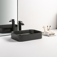 Lavabo de toilette en céramique noir mat lavabos lavandino nero dessus de table lavabos pour évier de salle de bain d'hôtel