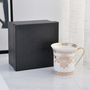 Tasse à café occidentale en porcelaine fine de style palais italien, luxe accessible, avec bordure en or 24 carats, tasse à large ouverture - Product Image 5