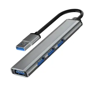 عالية السرعة الألومنيوم USB3.0 محطة الإرساء hub 4 في 1 4 ميناء المعادن USB HUB مقسم 4 منافذ usb3.0