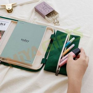 Bolsa de libro personalizada diario <span class=keywords><strong>agenda</strong></span> cuaderno tela lona algodón cubierta con cremallera con bolsillo A5A6B5B6 - Product Image 4