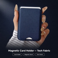 Funda magnética para teléfono con tarjetero, soporte universal, adhesivo trasero, cubierta protectora delgada de cuero tecnológico con bolsillo para tarjetas